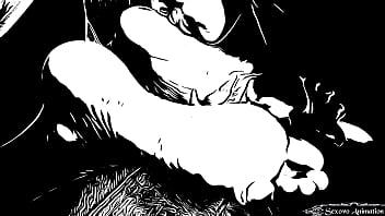 Animation lesbian girl licking big feet of amazon woman