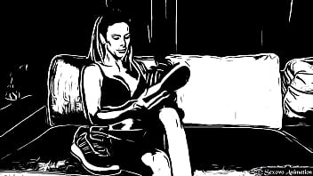 Animation lesbian girl licking big feet of amazon woman