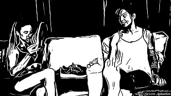 Animation lesbian girl licking big feet of amazon woman