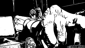 Animation lesbian girl licking big feet of amazon woman