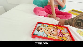 Stepbrother pummeling his horny stepsister from below as she rides him