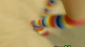 Reverse cowgirl cock riding with his blue hair gf camg8