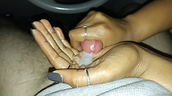 Ebony interracial handjob