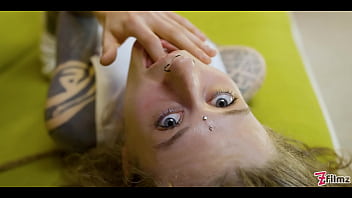 Tattooed girl swallows long cock whole and cum inside her pussy