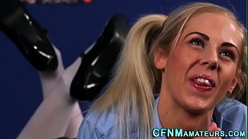 Blonde amateur sucks cock