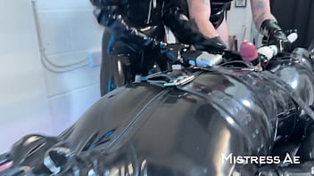 Power tool latex overload & massive cumshot