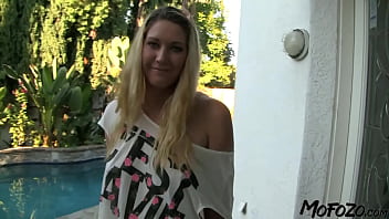 Blonde amateur enjoys giving a handjob