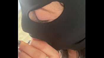 Red lipstick blowjob & hardcore doggy in fishnet lingerie