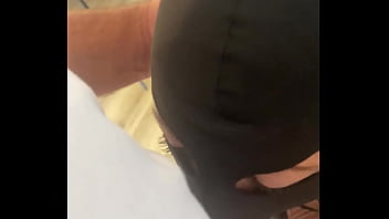 Red lipstick blowjob & hardcore doggy in fishnet lingerie