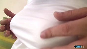 An adult woman disrobes for our viewing and gets her breasts manipulated