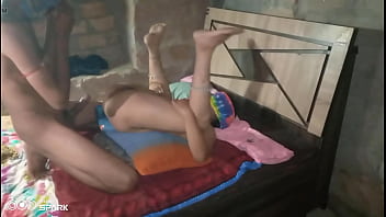 My stepsister's husband returns from a trip and i give him a good welcome