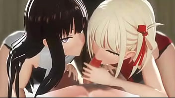 They are giving a boy a blowjob