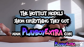 Adorable brunette teen waking up and posing naked