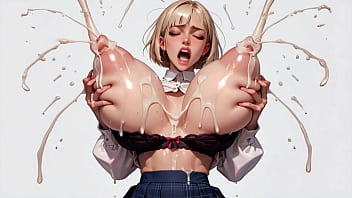 Horny blonde ai 18 student roughly milks her plump massive tits