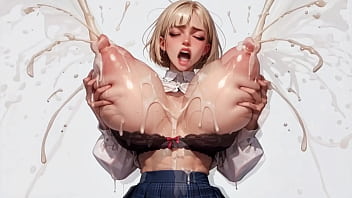 Horny blonde ai 18 student roughly milks her plump massive tits