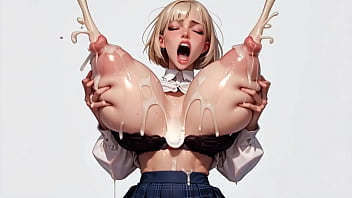 Horny blonde ai 18 student roughly milks her plump massive tits