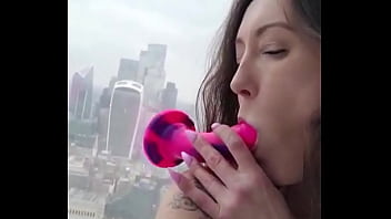 Fucking my dildo against the shard windows outfit strip & tease