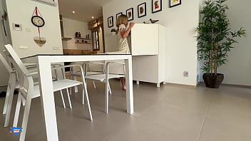 My stepsister teases me with her feet