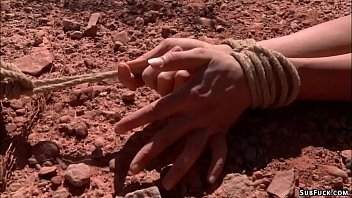 Wierd couple maestro and claire adams picked up hot hitchhiker amber rayne in a desert and deep of the road bound her and fuck with dick on a stick