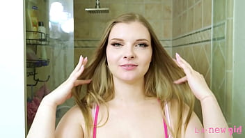 Fresh and radiant face blonde model enjoys a sensual bath