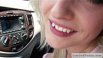 Czech blonde teen gives blowjob in car and fucks
