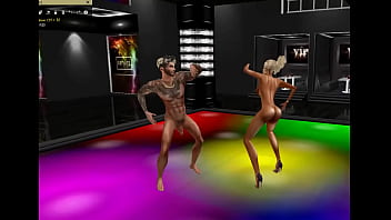 Nude couple in a bar