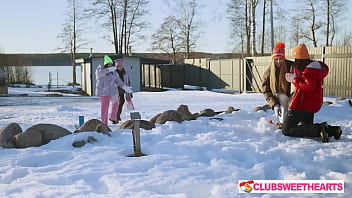 Playful 18yo lesbians playing with snow at clubsweethearts Playful 18yo lesbians playing with snow at clubsweethearts