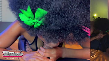 Young ebony dom takes over and teases neighbor’s bbc