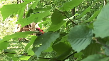 Claudia rossi plays perverted games with a masked man in the woods