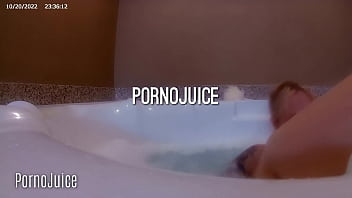 Petite blonde plays with huge bbc toy in the bath