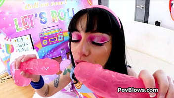 Kitty gags sucks and fucks like a dirty slut on this pov video