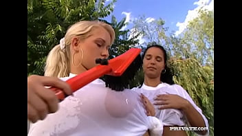 Laura lion and stacy silver wash a car then fuck eachother