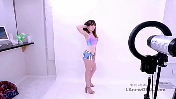 Silky brown haired beauty seduced by the producer