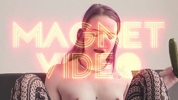 Zucchini and dildo both on her vagina