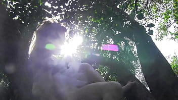 Wife masturbate on a tree