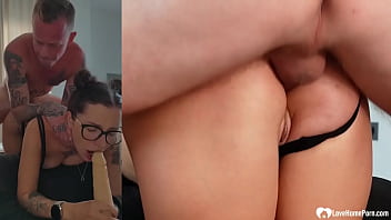 Nerdy babe sucks on a dildo while i penetrate her ass for the first time Nerdy babe sucks on a dildo while i penetrate her ass for the first time