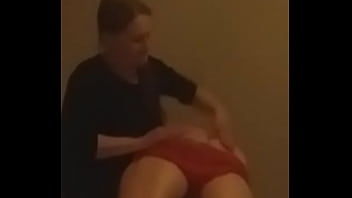 77 years old fostermom show a spanking