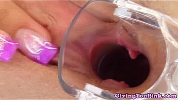 Speculum opened pussy rubbed sensual