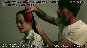 Long brown hair tenderly tamed by older dominant