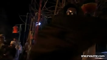 Mela sucks a dick while getting drilled as her big knockers bounce