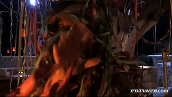 Mela sucks a dick while getting drilled as her big knockers bounce