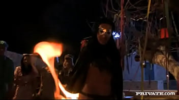 Mela sucks a dick while getting drilled as her big knockers bounce