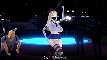 Kancolle ship bismarck dancing and stripping in public