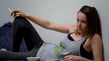 Brunette babe smoking tease