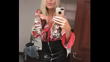 Sexy girl in leather skirt showing off Sexy girl in leather skirt showing off