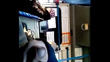 Jerk and cum in bus