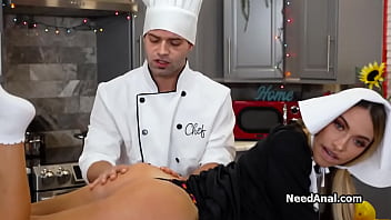 Cooking assistant does anal on show