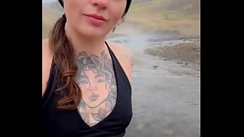 Relaxing in the thermal river after hiking a mountain ️ #iceland