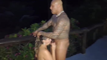 The rock fucks bareback horny milf at the pool of the resort preview