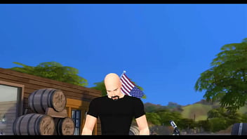 Two ebonies take a big cock on a farm